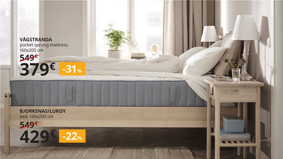 Up to -40% on selected beds and mattresses.