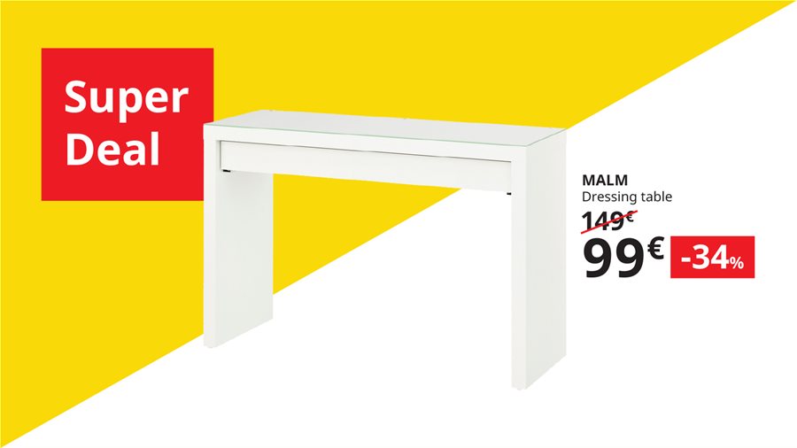 Get the MALM dressing table at 34% off, for a few hours only. 