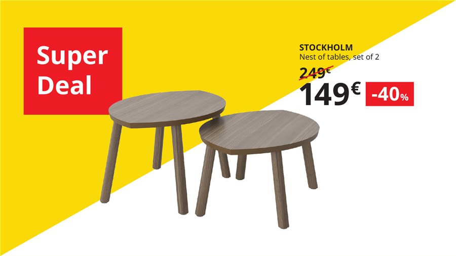 Save 40% on STOCKHOLM nest of tables, for a few hours only.