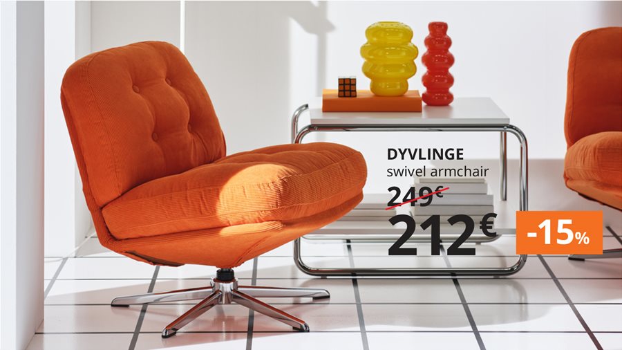 15% off coffee & side tables, armchairs, and footstools.